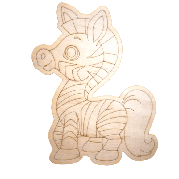 Zebra Kids Coloring Wood Craft